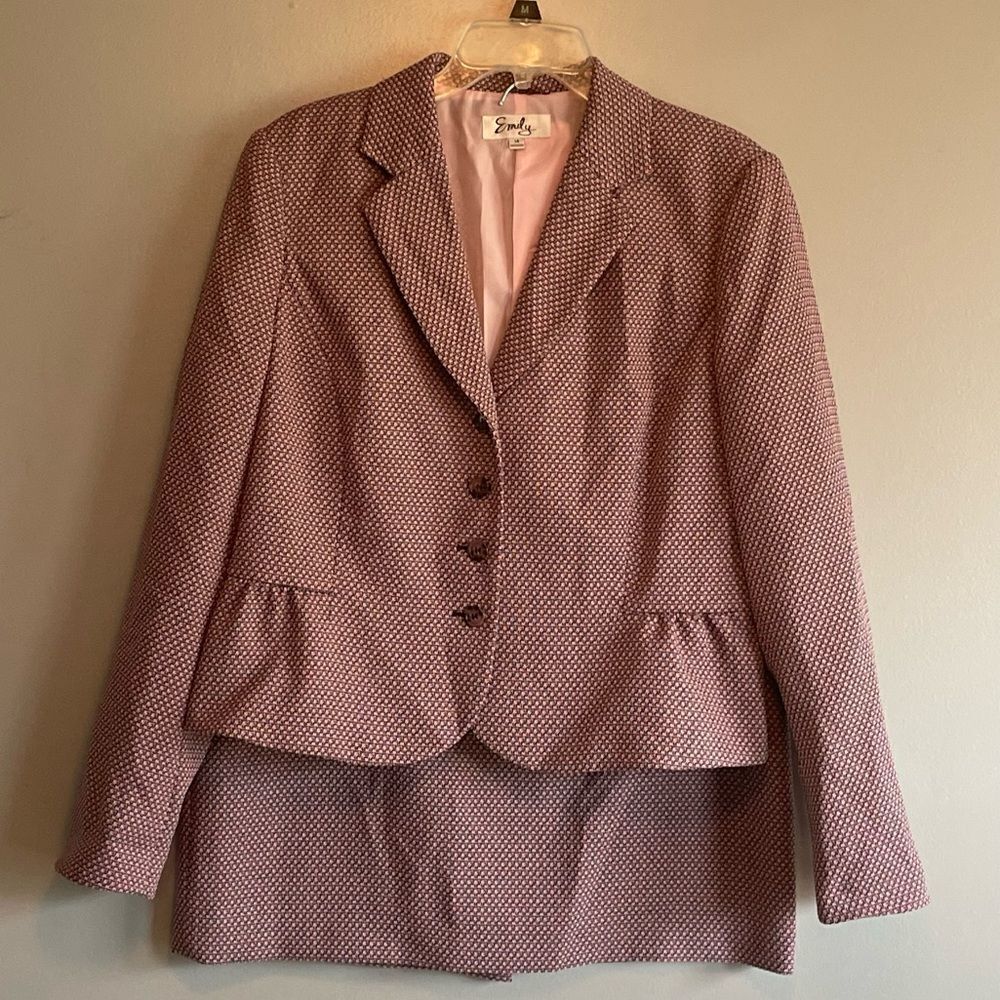 Emily Women’s Blazer jacket skirt suit size 14 pink black